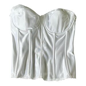 Dominique Bustier Sz 34DD/E White Underwire Flower Rhinestone Sheer Panel READ